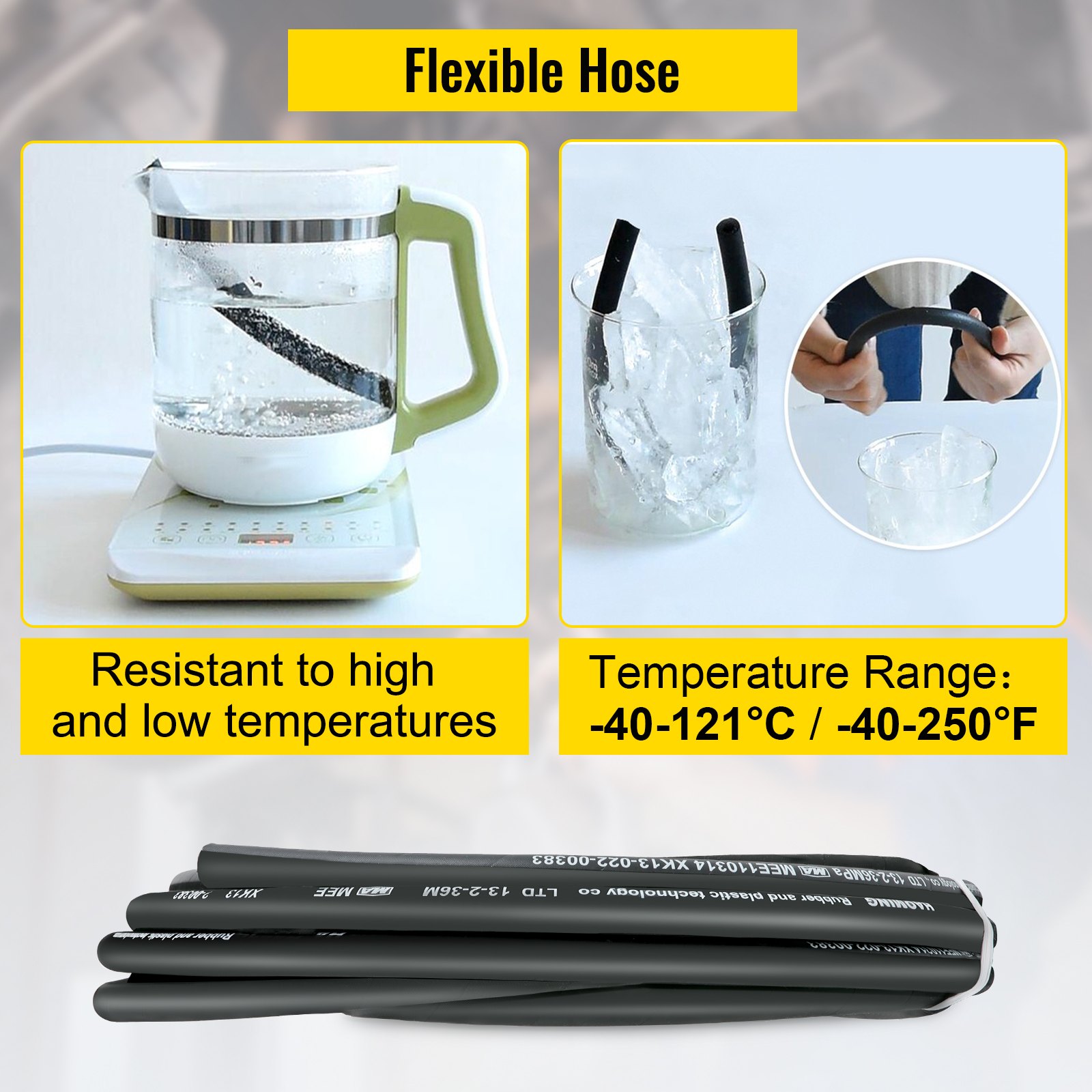 VEVOR Hydraulic Hose 50 Feet Rubber Hydraulic Hoses with 2 High-Tensile Steel Wire Braid, Inner Diameter 1/2 Inch, 5000 PSI Max, Bulk Hydraulic Hose -40 °F to 250 °F, Hydraulic Oil Flexible Hose