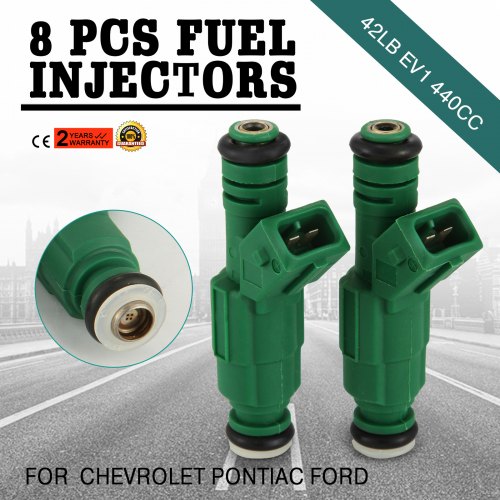 VEVOR Set of 8 42lb EV1 Flow Matched Fuel Injectors 0280155968 High Impedance 440cc Fuel Injectors Fit for Bosch Chevrolet Pontiac Ford TBI LT1 LS1 LS6