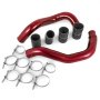 VEVOR turbo intercooler pipe kit with red pipes, black connectors, and silver clamps.