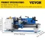 Mini torno de precisión para metal VEVOR de 7 x 12 pulgadas y 400 W, velocidad variable de 2250 RPM
