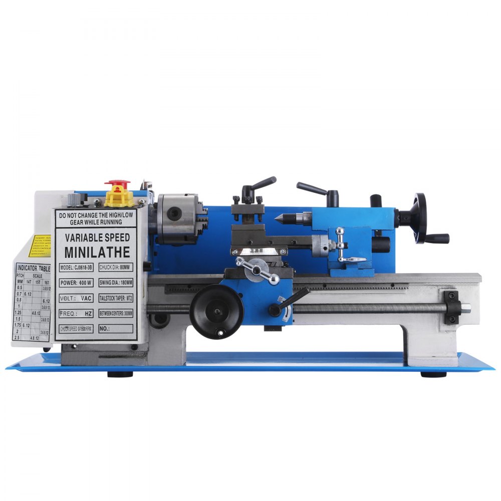 VEVOR Mini Metal Lathe 7x12 Inch Precision Variable Speed 2250RPM 400W Scale Telescopic Sets Metal Wood Working Lathe Automatic with 3-jaw Self-Centering Chuck