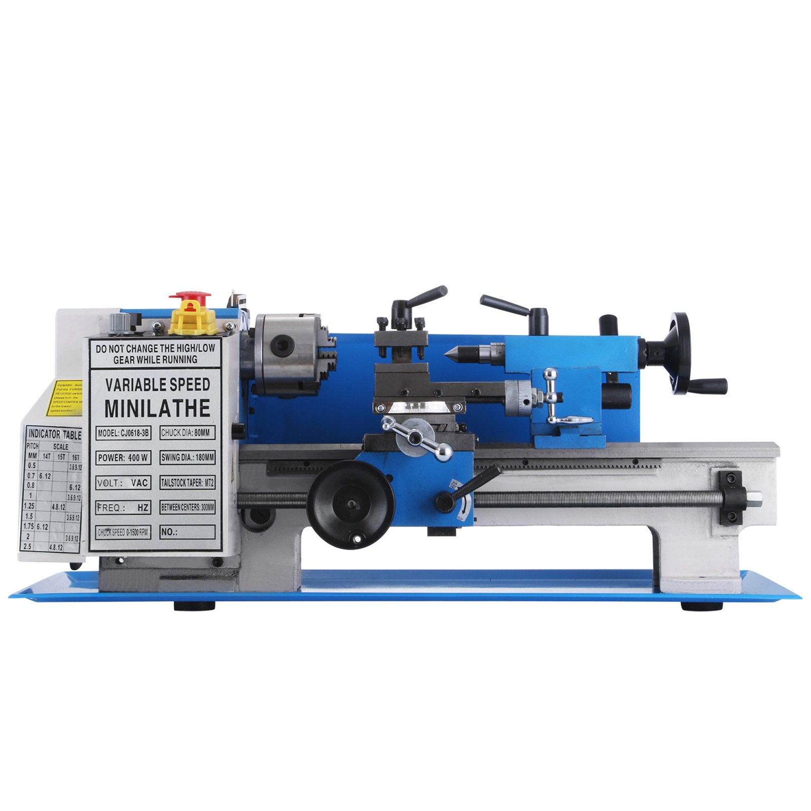 VEVOR Mini Metal Lathe 7x12 Inch Precision Variable Speed 2250RPM 400W Scale Telescopic Sets Metal Wood Working Lathe Automatic with 3-jaw Self-Centering Chuck