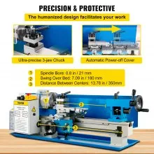VEVOR Metal Lathe 7" x 14",Mini Metal Lathe 0-2500 RPM Variable Speed,Mini Lathe with 4" 3-jaw Chuck,Bench Top Metal Lathe, Benchtop Lathe, for Various Types of Metal Turning