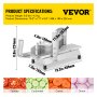 VEVOR Commercial Tomato Slicer 1/4" Heavy Duty Cutter with Built-in Cutting Board for Restaurant or Home Use