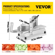Cortadora de tomate comercial VEVOR, cortador resistente de 1/4 "con tabla de cortar incorporada para restaurante o uso doméstico