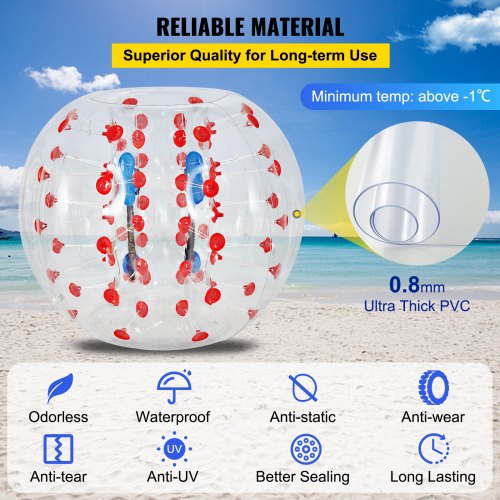 1.2m Inflatable Bumper Ball Zorb Ball Red Dot Odorless Bubble Soccer Zorb Bubble