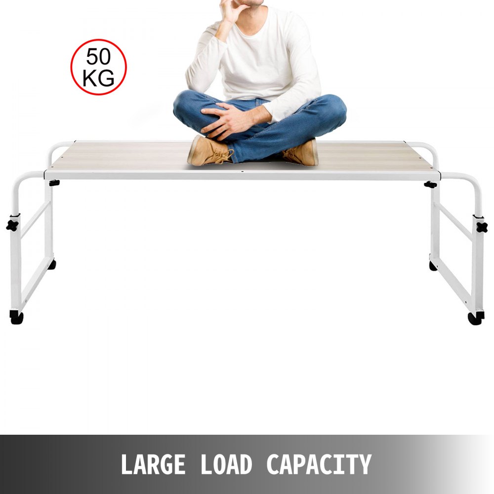 VEVOR 47 Inch Overbed Table with Wheels 1M Rolling Bed Table Mobile Over The Bed Table Laptop Cart Standing Workstation Computer Desk for Bed Hospital Home Office (1.2m)