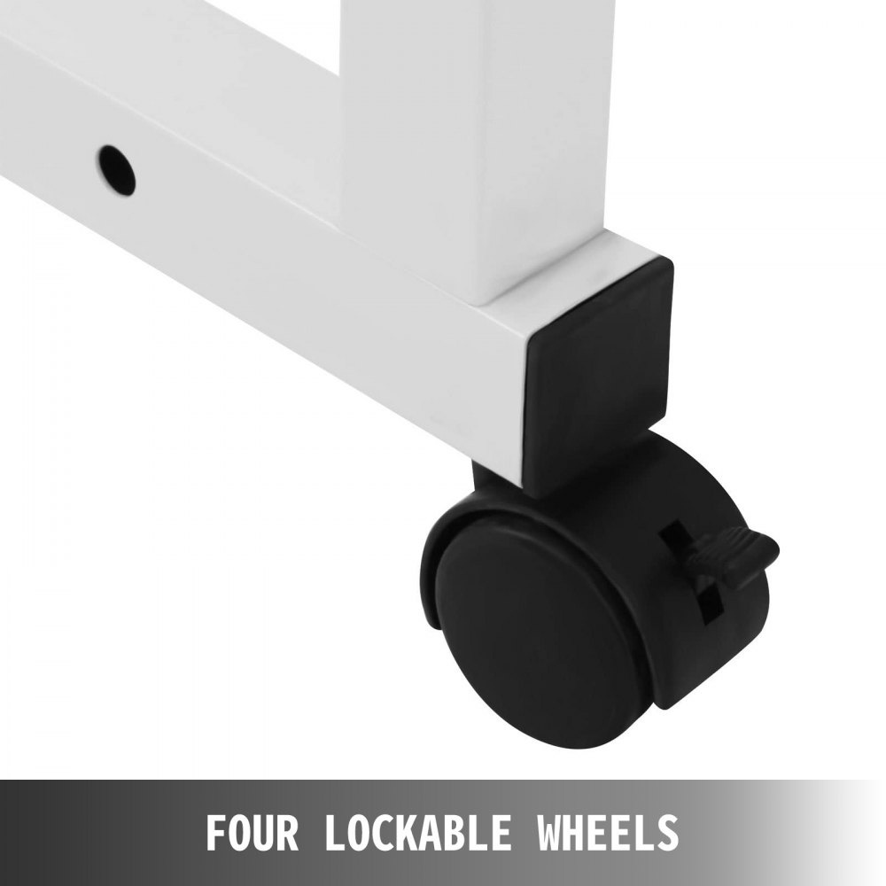 VEVOR 47 Inch Overbed Table with Wheels 1M Rolling Bed Table Mobile Over The Bed Table Laptop Cart Standing Workstation Computer Desk for Bed Hospital Home Office (1.2m)