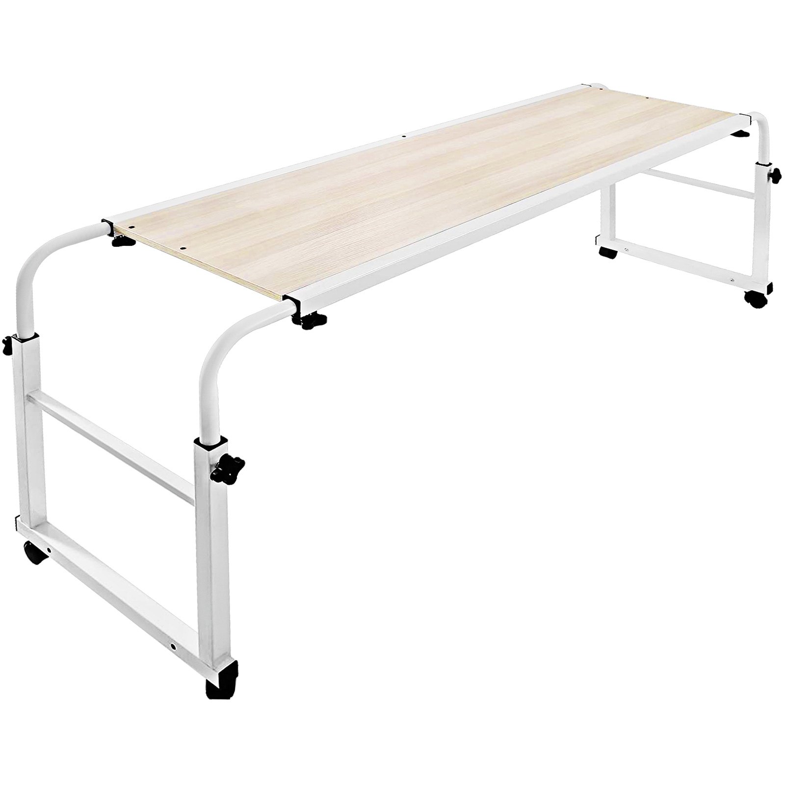 VEVOR 47 Inch Overbed Table with Wheels 1M Rolling Bed Table Mobile Over The Bed Table Laptop Cart Standing Workstation Computer Desk for Bed Hospital Home Office (1.2m)