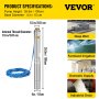 VEVOR Well Pump 1.5 HP Submersible Well Pump 390ft Head 24GPM Stainless Steel Deep Well Pump for Industrial and Home Use