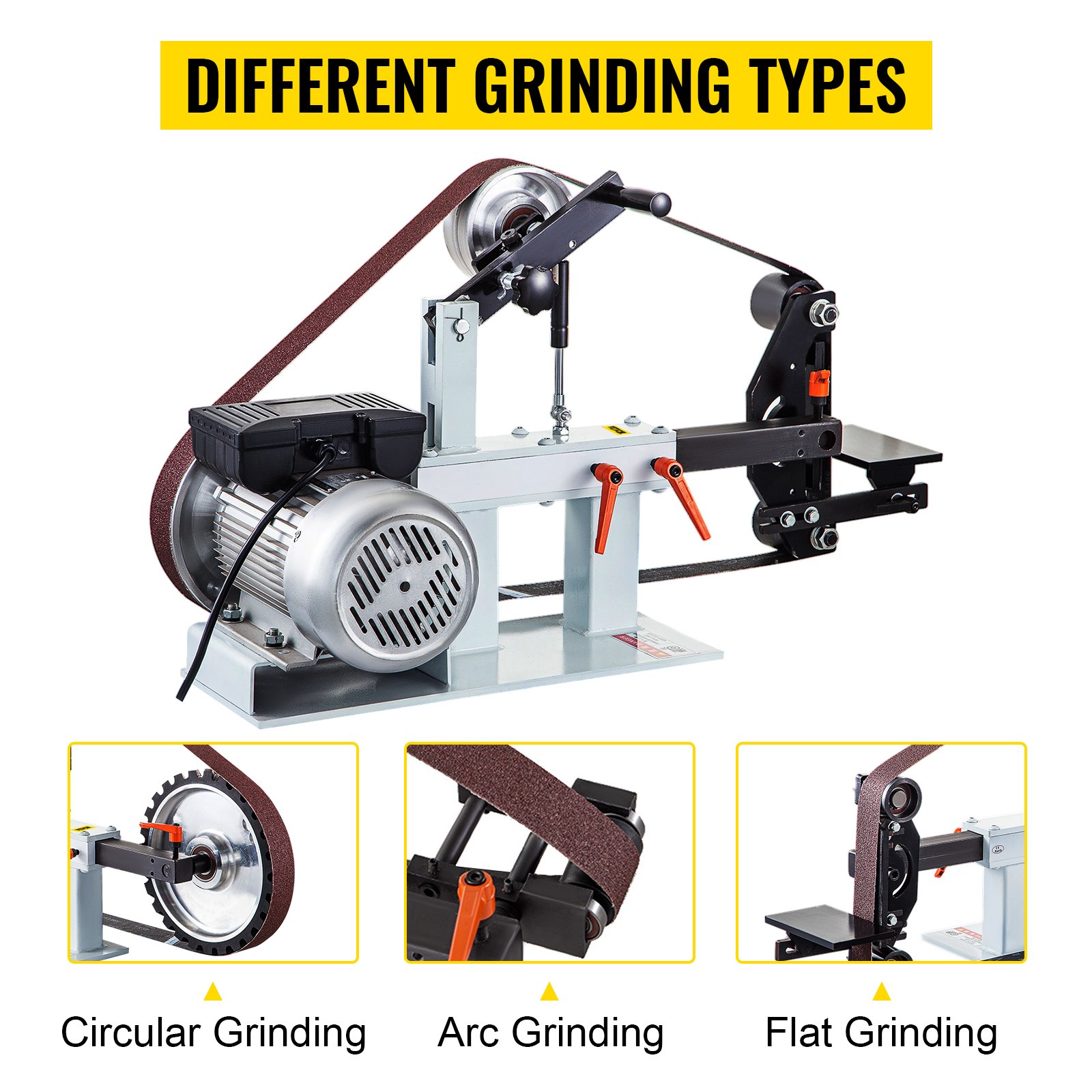 VEVOR 2" x 82" Belt Grinder, 2HP 1500W, 3 in 1 Constant Speed Belt Disc Sander with 3 Grinding Wheel, 110V Bench Sander with 12-inch Wheel and Flat Platen Tool Rest for Knife Making