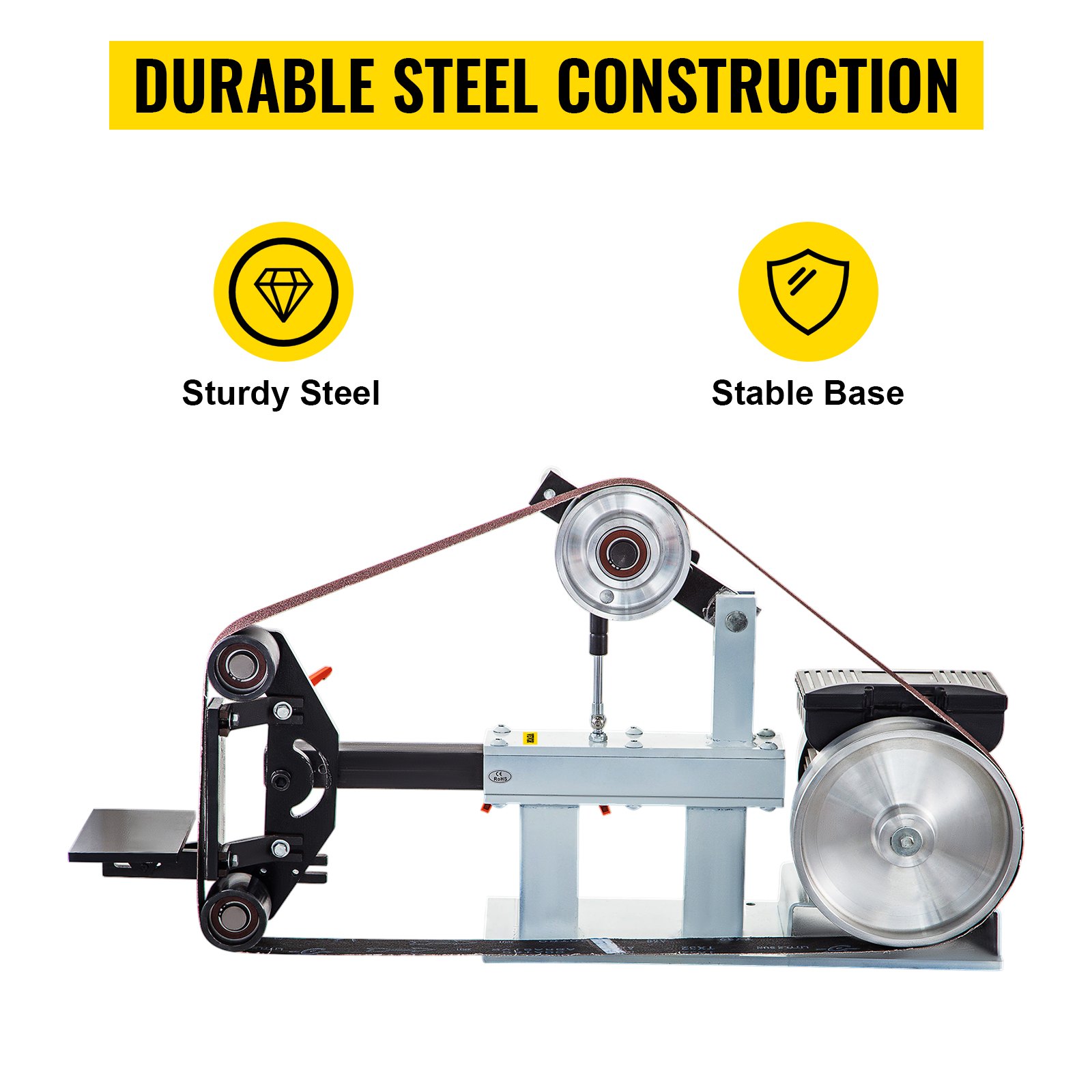 VEVOR 2" x 82" Belt Grinder, 2HP 1500W, 3 in 1 Constant Speed Belt Disc Sander with 3 Grinding Wheel, 110V Bench Sander with 12-inch Wheel and Flat Platen Tool Rest for Knife Making