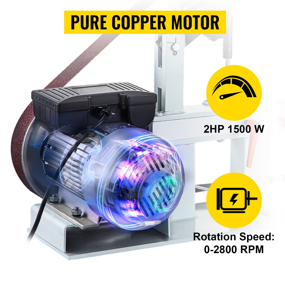 VEVOR 2Hp Belt Grinder Constant Speed 2 X 82 inch Belt Disc Sander with 3 Grinding Wheel 110V Bench Sander 12 inch Wheel and Flat Platen Tool Rest for Knife Making