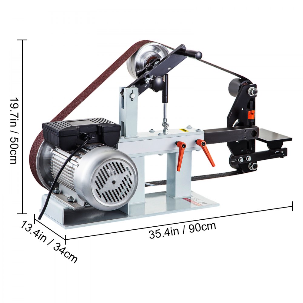 VEVOR 2Hp Belt Grinder Constant Speed 2 X 82 inch Belt Disc Sander with 3 Grinding Wheel 110V Bench Sander 12 inch Wheel and Flat Platen Tool Rest for Knife Making