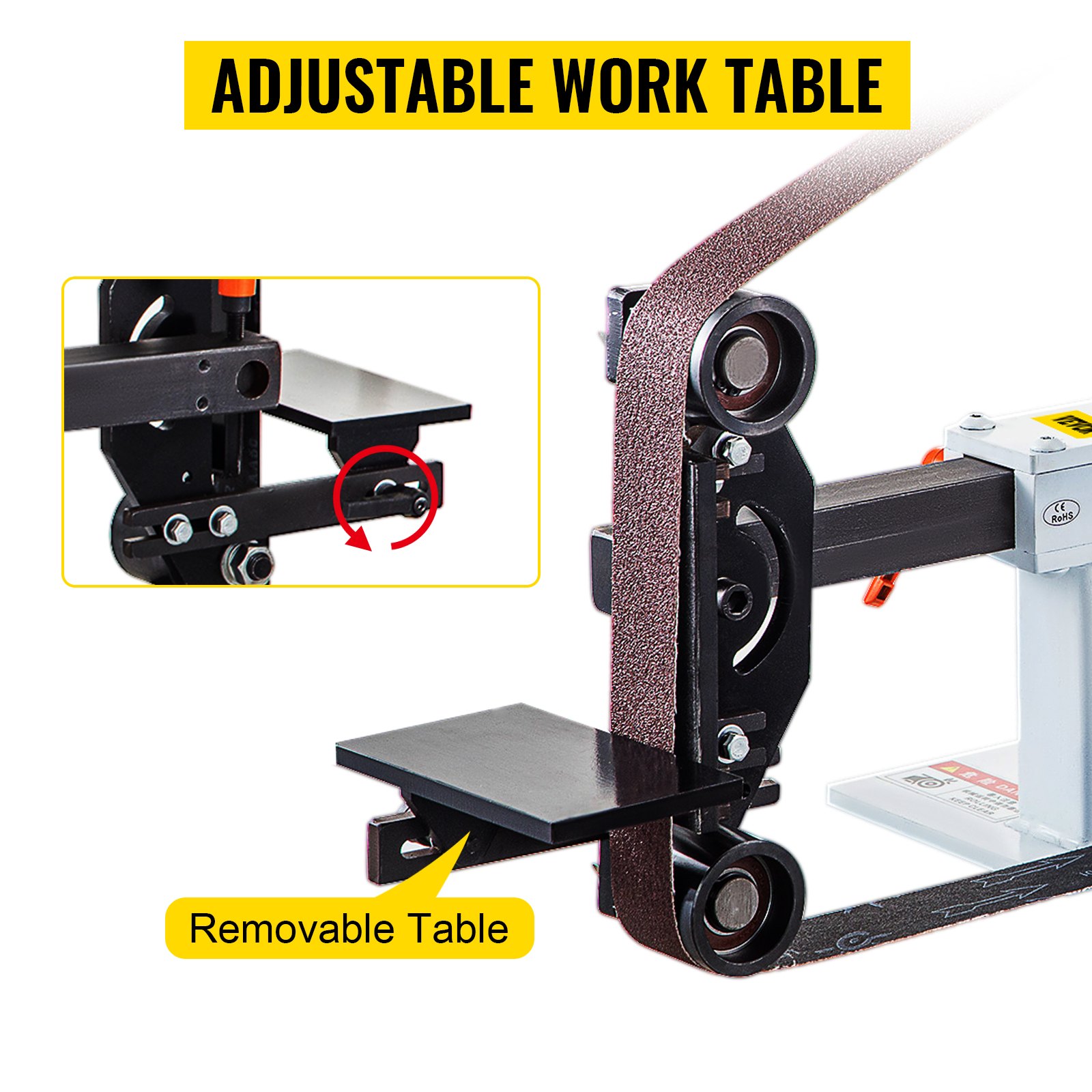 VEVOR 2Hp Belt Grinder Constant Speed 2 X 82 inch Belt Disc Sander with 3 Grinding Wheel 110V Bench Sander 12 inch Wheel and Flat Platen Tool Rest for Knife Making