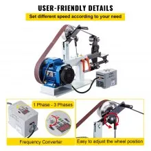 VEVOR Benchtop Disk & Belt Sander Bench Sander 1.5KW with Ph 427 X 12" Wheel Adjustable Sanding Belt, Central Machinery Belt and Disk Sander 0-2800Rpm Combination Sanders