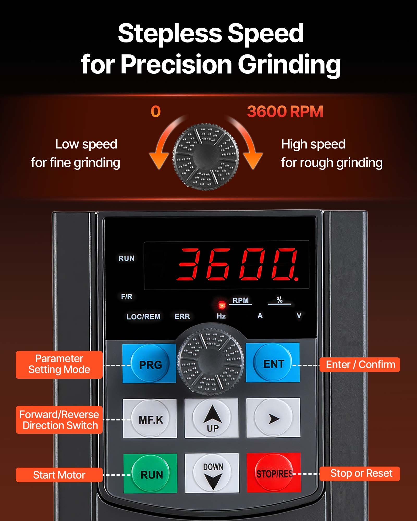 VEVOR 2Hp 1.5 KW Belt Grinder 2 x 82 inch Variable Speed Belt Sander with 3 Grinding Wheel Bench Sander 12 inch Wheel and Flat Platen Tool Rest for Knife Making