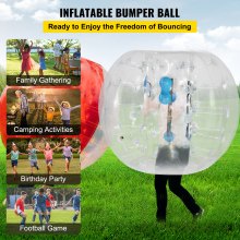 VEVOR Pelota inflable de parachoques de 5 pies/1,5 m de diámetro, pelota de fútbol de burbujas, explótala en 5 minutos, pelota inflable Zorb para adultos o niños (5 pies, transparente)