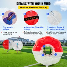 BuoQua 1PCS 1,5M Φουσκωτός προφυλακτήρας Ποδόσφαιρο PVC Zorbing Ball Family Fun Zorb Ball Soccer Bubble για ενήλικες ή παιδική εξωτερική δραστηριότητα Διαφανές και κόκκινο