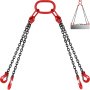 red and black VEVOR engine lift chain with hooks, four-leg slings.