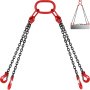 VEVOR 5Ft Chain Sling 5/16 Inch X 5 Ft Engine Lift Chain G80 Alloy Steel Engine Chain Hoist Lifts 3 Ton with 4 Leg Grab Hooks