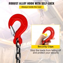 VEVOR Chain Sling 5/16'' x 5'  Engine Lift Chain G80 Alloy Steel Engine Chain Hoist Lifts 3 Ton with 4 Leg Grab Hooks and Adjuster