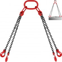 VEVOR 5Ft Chain Sling 5/16 Inch X 5 Ft Engine Lift Chain G80 Alloy Steel Engine Chain Hoist Lifts 3 Ton with 4 Leg Grab Hooks