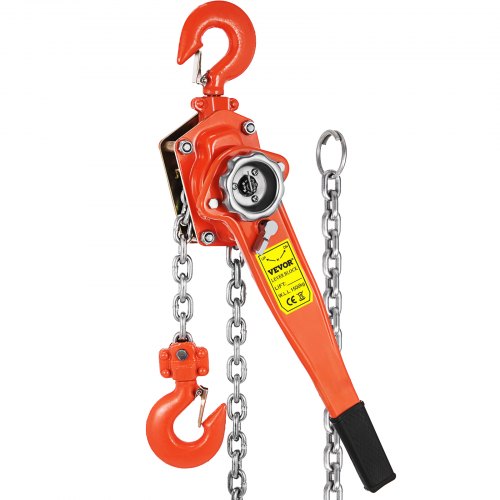VEVOR Manual Lever Chain Hoist 3300 lbs, Chain Come Along 5 feet, Ratchet Chain Hoist 1-1/2 Ton, Come Along Puller 5/16" Diameter, for Warehouse Garages Construction Zones
