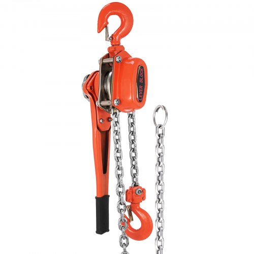 VEVOR Manual Lever Chain Hoist 3300 lbs, Chain Come Along 10 feet, Ratchet Chain Hoist 1-1/2 Ton, Come Along Puller 5/16" Diameter, for Warehouse Garages Construction Zones