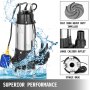 6340gph Sump Pump1.5hp Industrial Sewage Cutter Grinder Cast Iron Submersible
