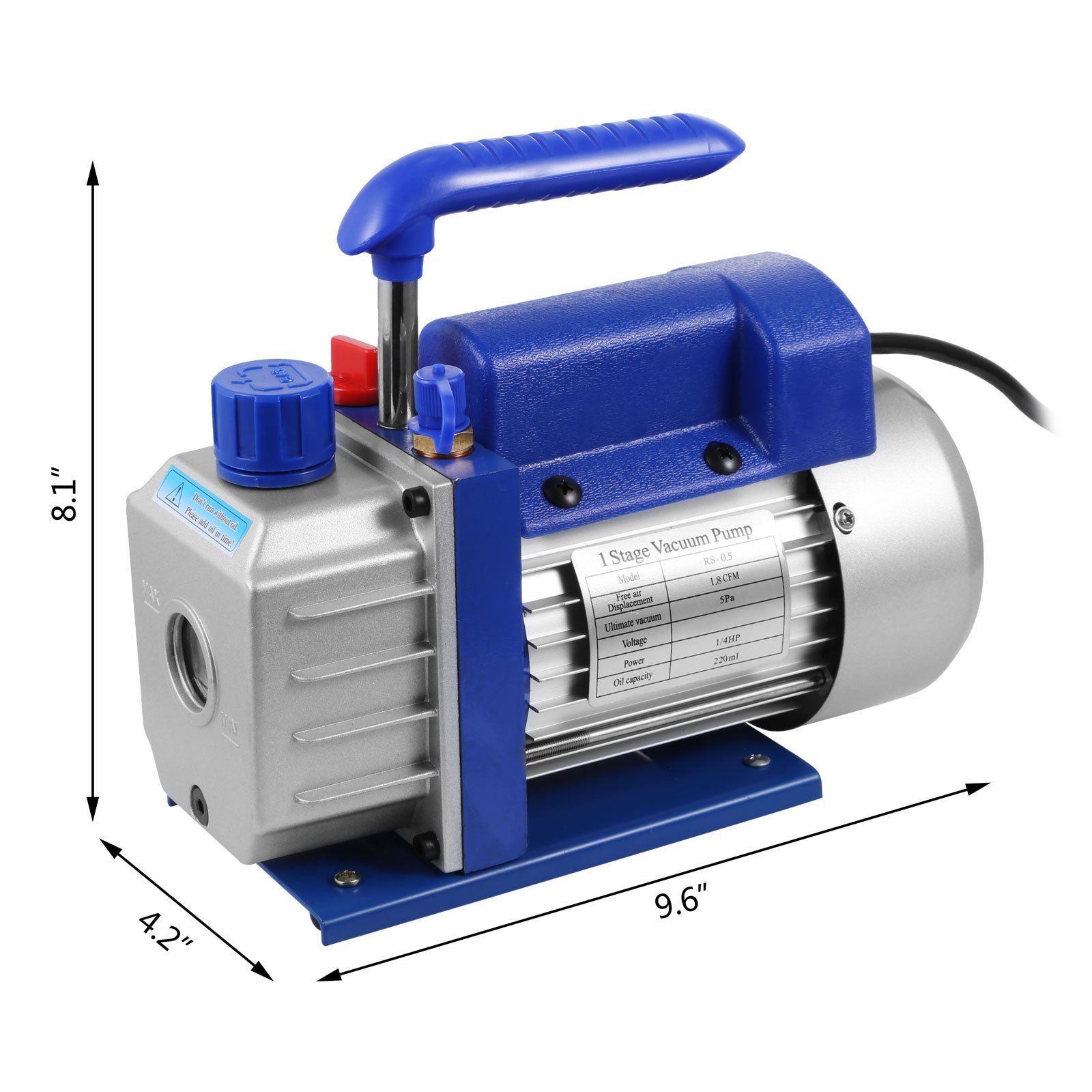 VEVOR 220V 1.8CFM 1 Stage Refrigerant Vacuum Pump Gauges Tools Air
