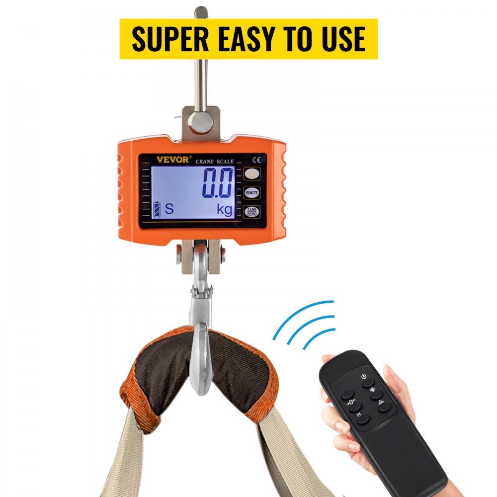 VEVOR 1000kg 2200lbs Digital Crane Scale Heavy Duty Crane Scale Aluminum Digital Hanging Scale LCD-display