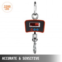 VEVOR 1000KG 2200LBS 1T High Precision Crane Scale Aluminum Digital Heavy Duty Hanging Scale