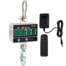 VEVOR 1000KG 2200LBS Digital LED Crane Scale 1T Heavy Duty Hanging Scale Silver Aluminum Digital Crane Scale LCD-display
