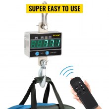 VEVOR 1000KG 2200LBS Digital LED Crane Scale 1T Heavy Duty Hanging Scale Silver Aluminum Digital Crane Scale LCD-display