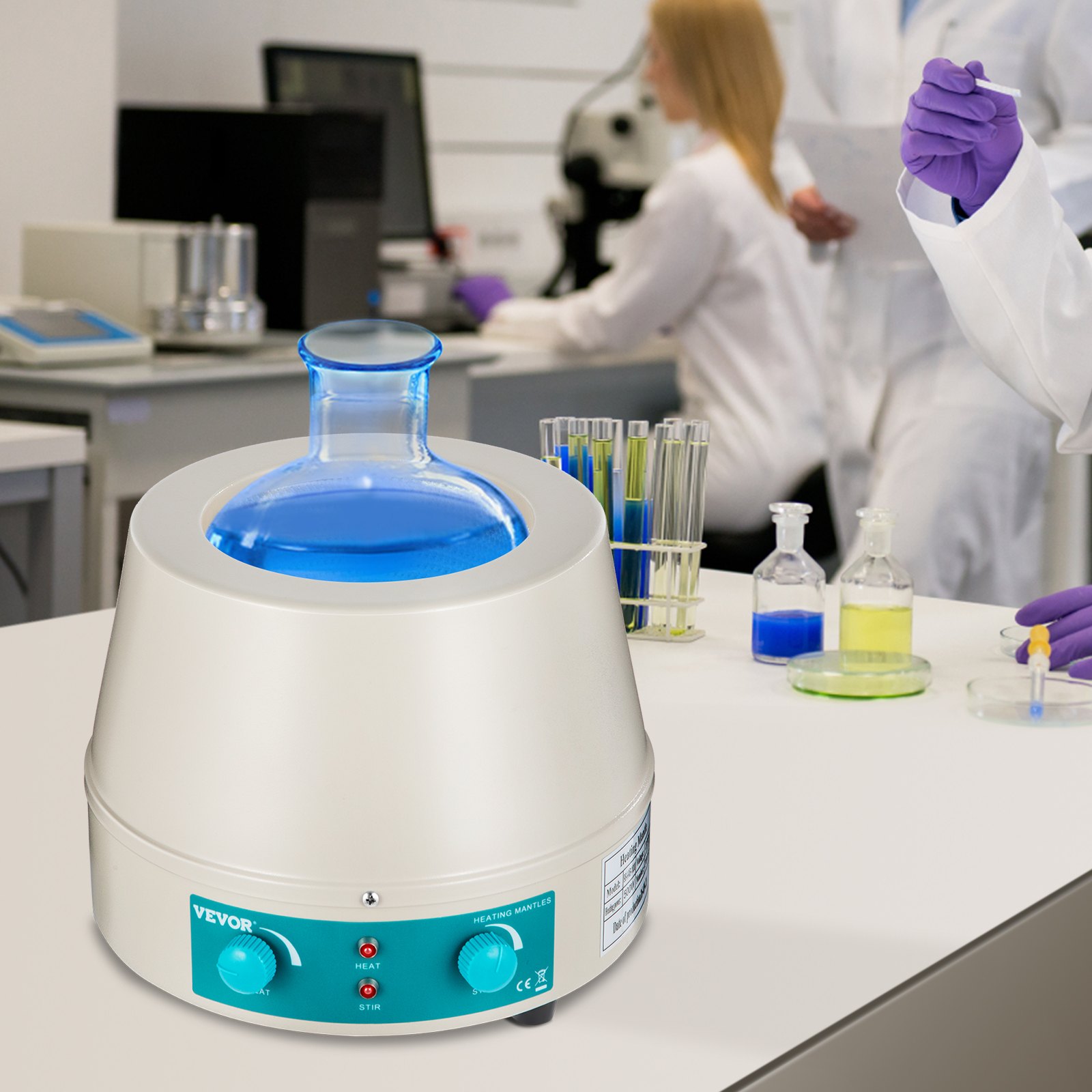 VEVOR 1000ml Magnetic Stirrer Heating Mantle 350W Heating Mantle Stirrer Digital Display for Round Bottom Flask