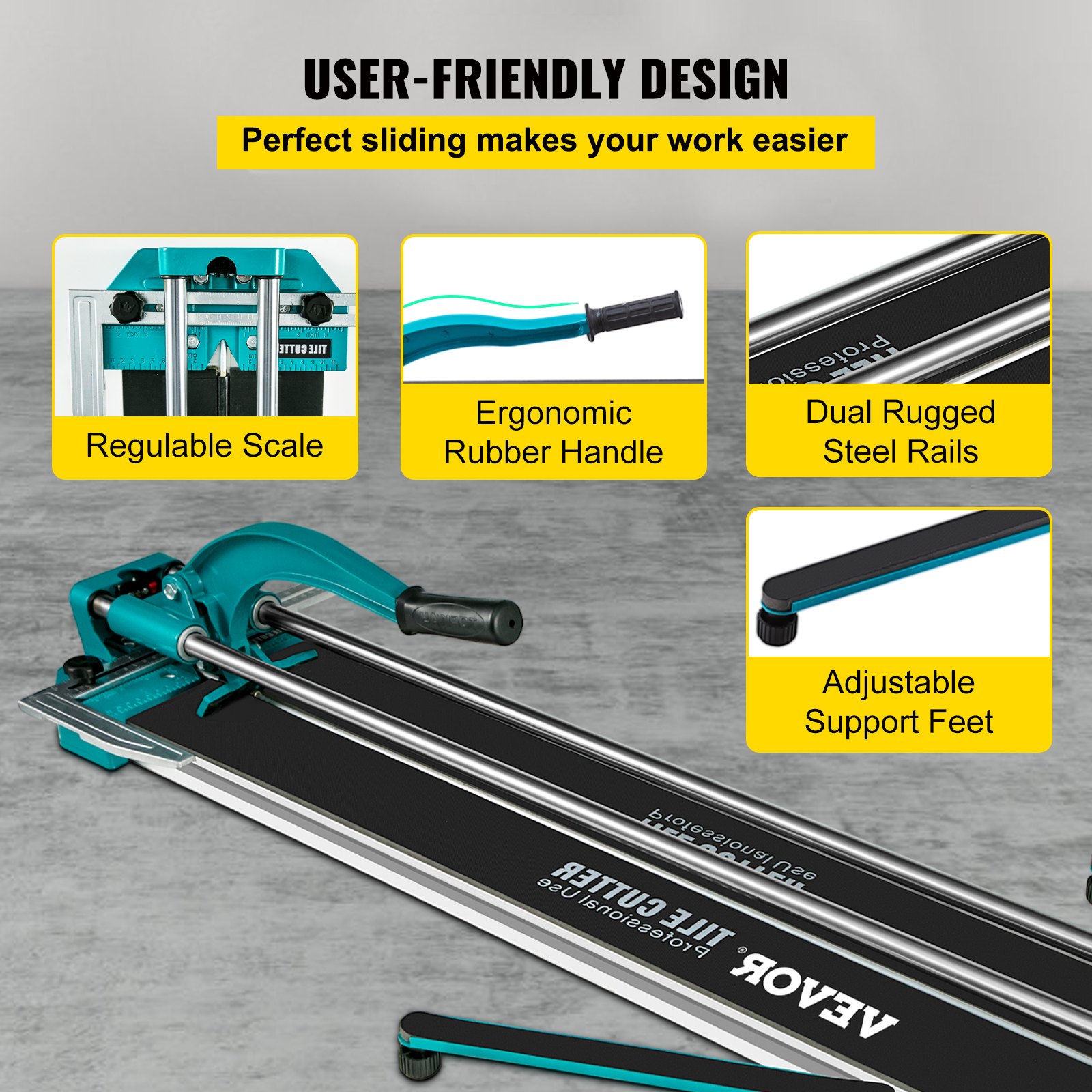 VEVOR 1000MM Tile Cutter, High Precision Manual Ceramic Floor Tiles Tile Cutter Cutting Machine 39 Inch for Precision Cutting