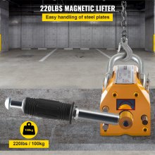 VEVOR Magnetic Lifter, 220lbs Pulling Capacity Steel Lifting Magnet, 100KG Permanent Lift Hoist Shop Crane with Handle, Heavy Duty Metal Lifting Magnet for Material Lifting Equipment