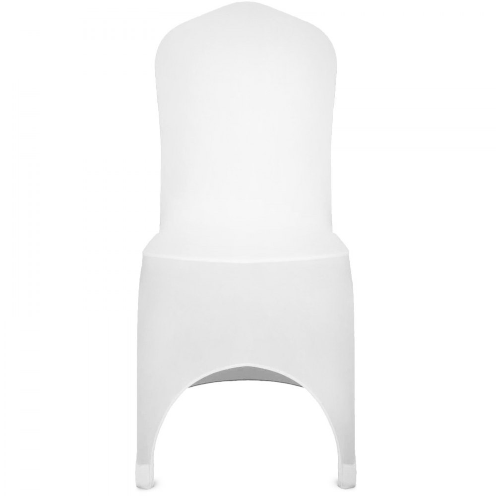 VEVOR Stretch Spandex Folding Chair Covers, Universal Fitted Arched Front Cover, Removable Washable Protective Slipcovers, for Wedding, Holiday, Banquet, Party, Celebration, Dining (100PCS White)
