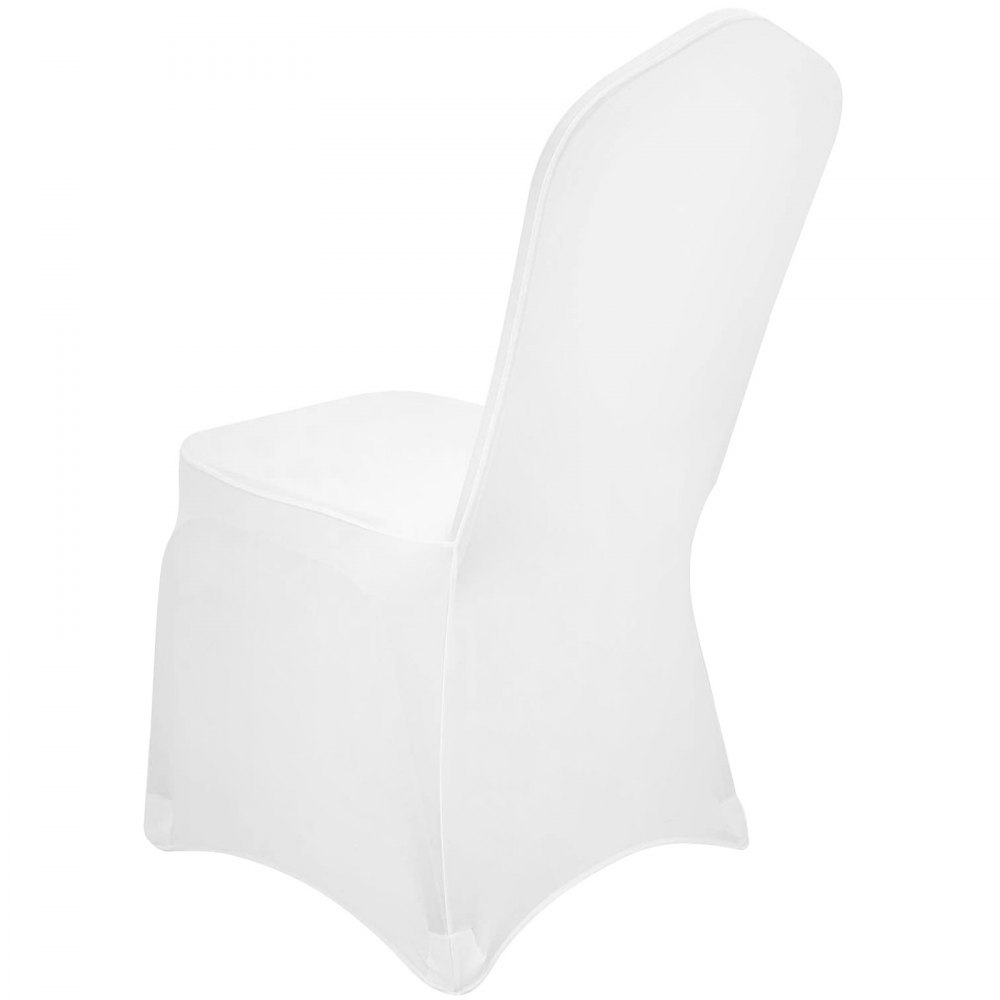 VEVOR Stretch Spandex Folding Chair Covers, Universal Fitted Arched Front Cover, Removable Washable Protective Slipcovers, for Wedding, Holiday, Banquet, Party, Celebration, Dining (100PCS White)