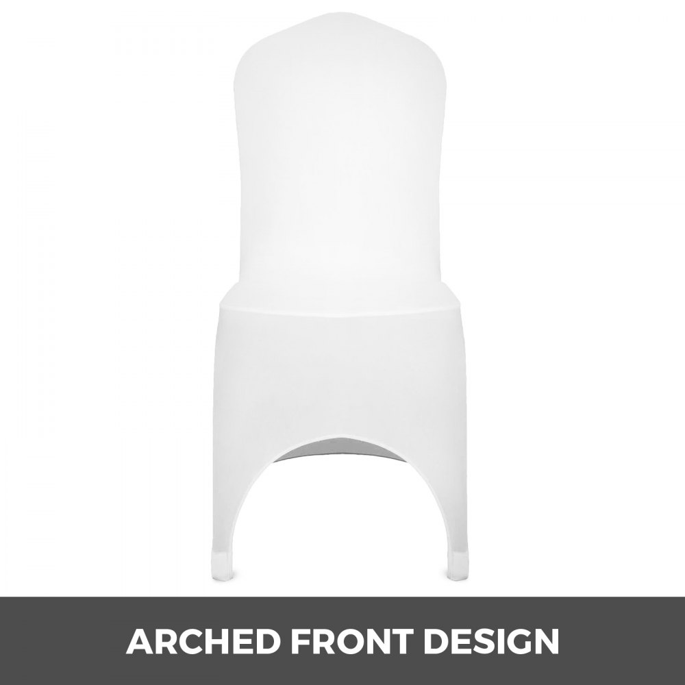 VEVOR Stretch Spandex Folding Chair Covers, Universal Fitted Arched Front Cover, Removable Washable Protective Slipcovers, for Wedding, Holiday, Banquet, Party, Celebration, Dining (100PCS White)