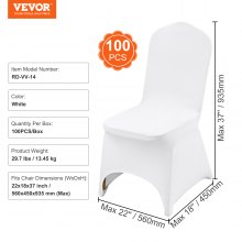 VEVOR Stretch Spandex Folding Chair Covers, Universal Fitted Arched Front Cover, Removable Washable Protective Slipcovers, for Wedding, Holiday, Banquet, Party, Celebration, Dining (100PCS White)