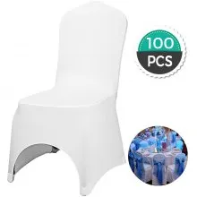 VEVOR Stretch Spandex Folding Chair Covers, Universal Fitted Arched Front Cover, Removable Washable Protective Slipcovers, for Wedding, Holiday, Banquet, Party, Celebration, Dining (100PCS White)