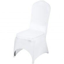 VEVOR Stretch Spandex Folding Chair Covers, Universal Fitted Arched Front Cover, Removable Washable Protective Slipcovers, for Wedding, Holiday, Banquet, Party, Celebration, Dining (100PCS White)