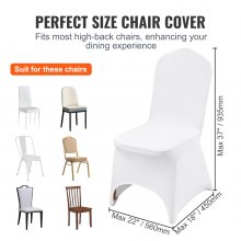 VEVOR Stretch Spandex Folding Chair Covers, Universal Fitted Arched Front Cover, Removable Washable Protective Slipcovers, for Wedding, Holiday, Banquet, Party, Celebration, Dining (100PCS White)