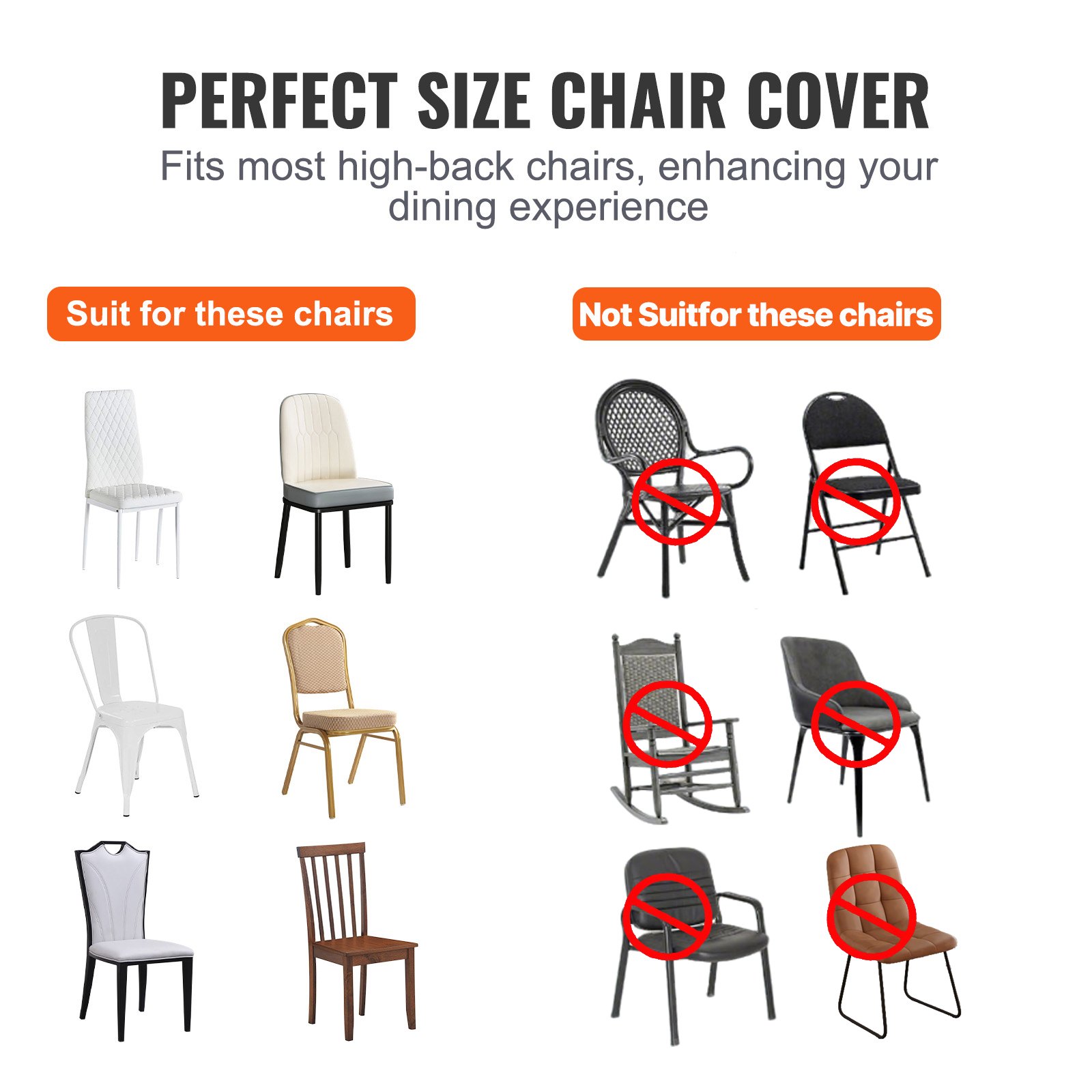 VEVOR Stretch Spandex Folding Chair Covers, Universal Fitted Arched Front Cover, Removable Washable Protective Slipcovers, for Wedding, Holiday, Banquet, Party, Celebration, Dining (100PCS White)