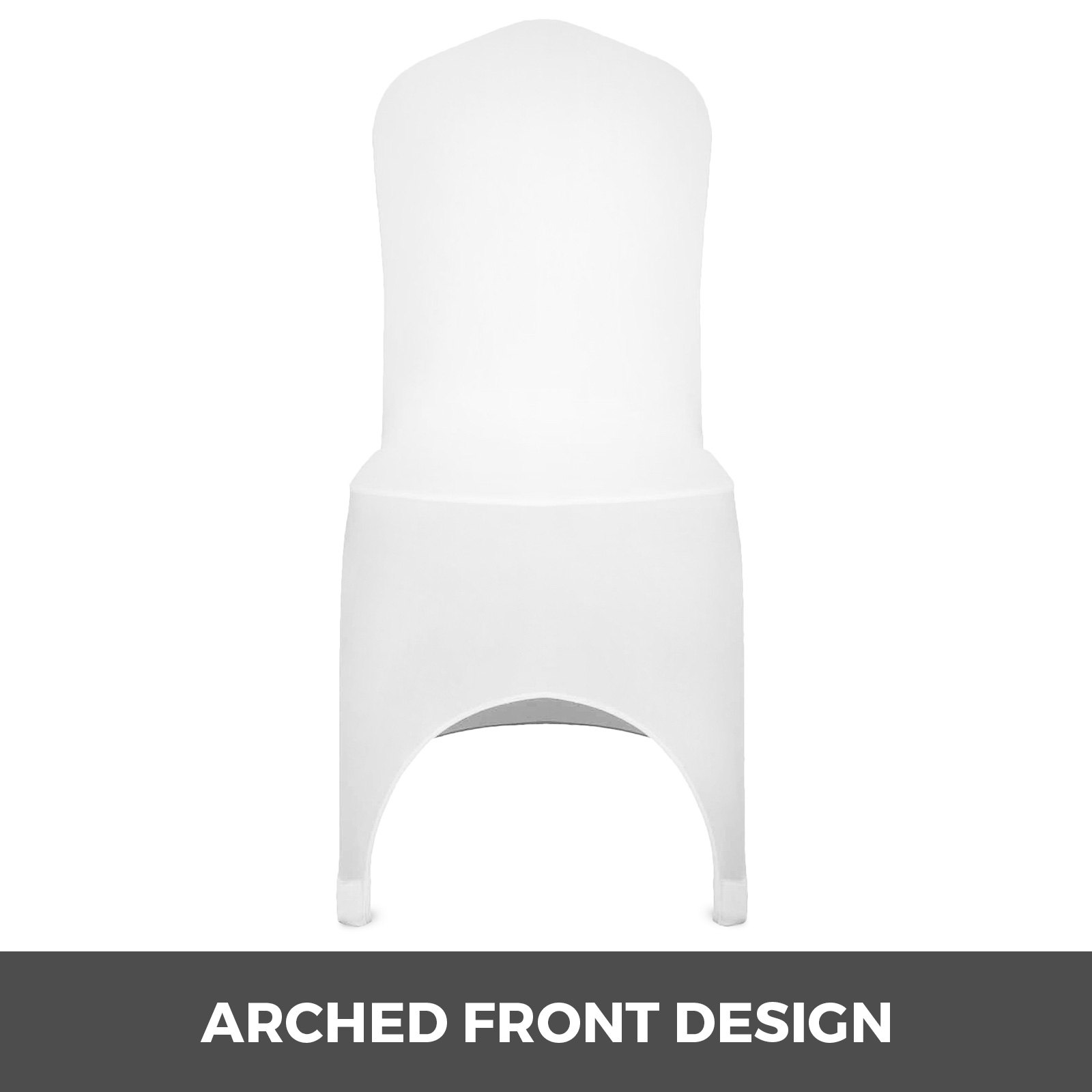 VEVOR Stretch Spandex Folding Chair Covers, Universal Fitted Arched Front Cover, Removable Washable Protective Slipcovers, for Wedding, Holiday, Banquet, Party, Celebration, Dining (100PCS White)