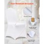 VEVOR Stretch Spandex Folding Chair Covers, Universal Fitted Chair Cover, Removable Washable Protective Slipcovers, for Wedding, Holiday, Banquet, Party, Celebration, Dining (100PCS White)