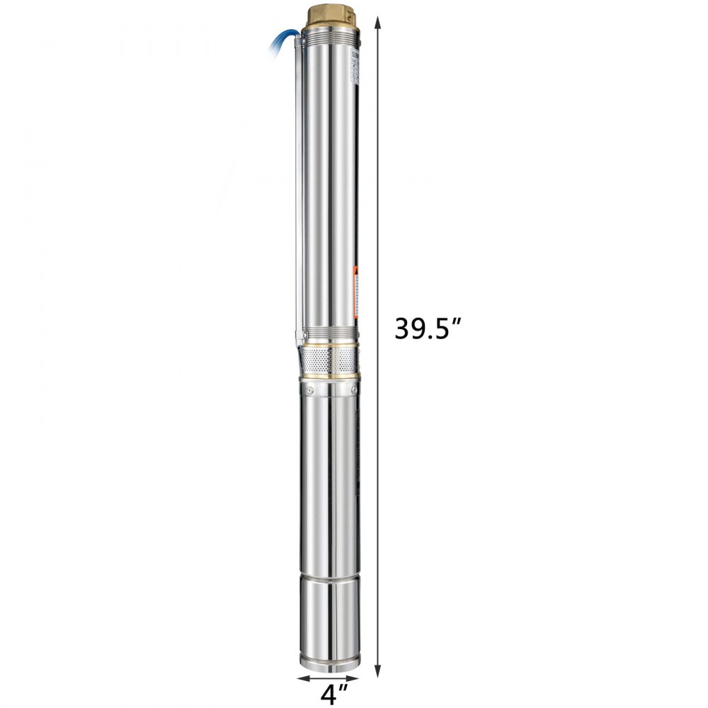 VEVOR 1.5HP Submersible Bore Water Pump 220V 4“ Deep Well Pump 40m Cable