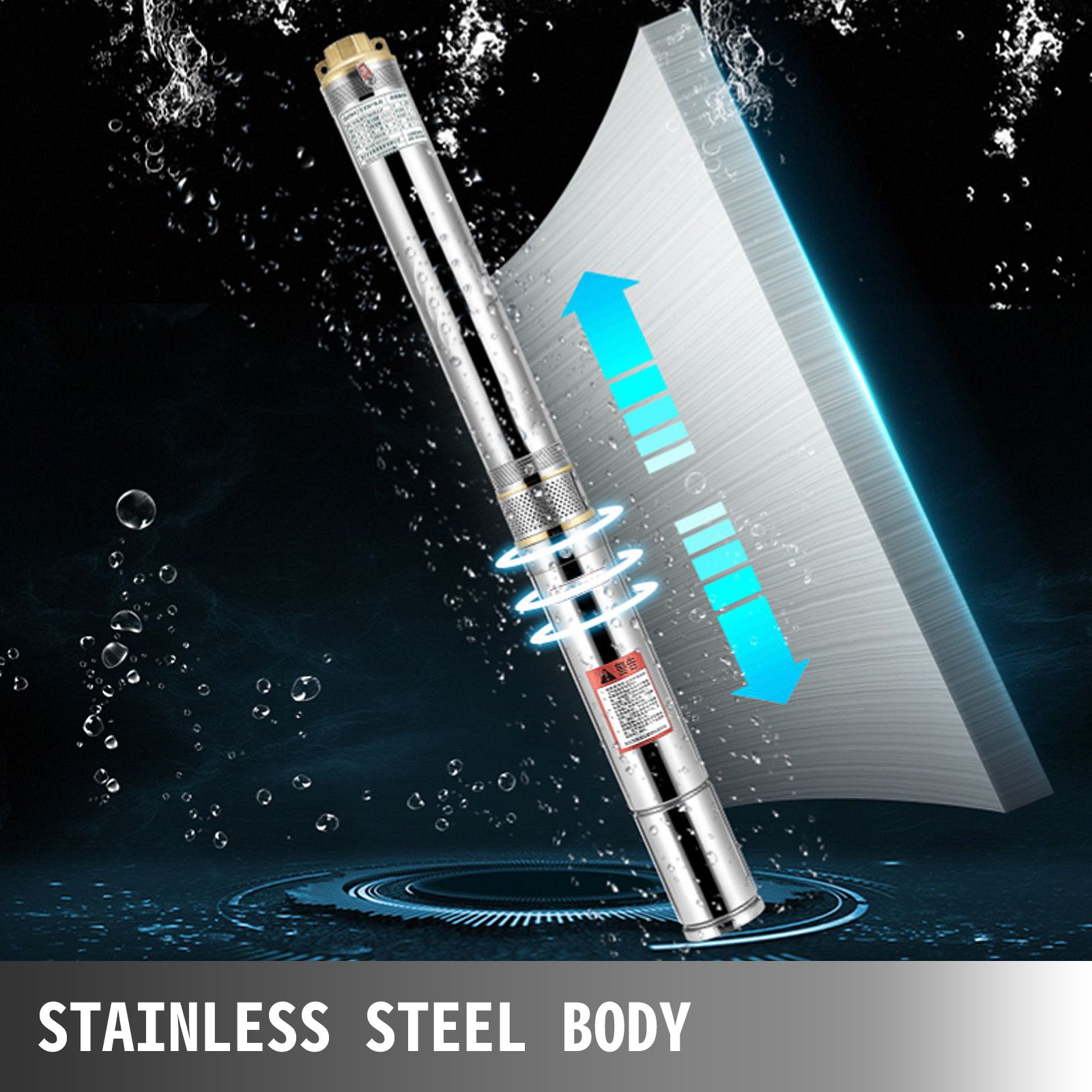 VEVOR 1.5HP Submersible Bore Water Pump 220V 4“ Deep Well Pump 40m Cable